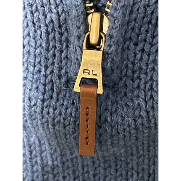VTG Polo Ralph Lauren French-Rib Half-Zip Pullover Sweater Blue Sz Mens Lg - Picture 4 of 9